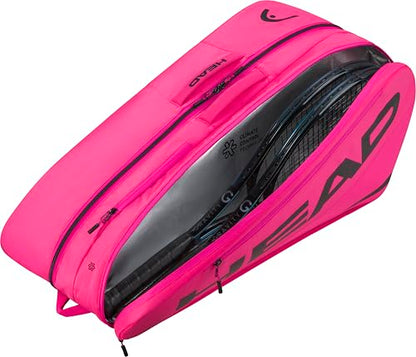 HEAD Tour Racquet Bag L (9R) Tennis Bag - Holds Up to 9 Racquets, CCT+ Climate Control Technology, 2 Main Compartments, Shoe Pocket & Backpack Carry System - color: Pink