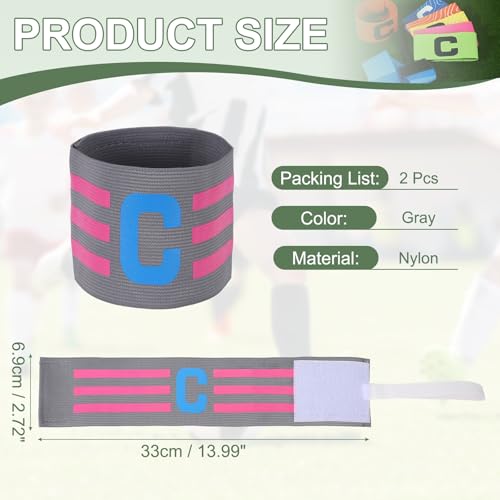 Captain Arm Bands for Soccer, Soccer Captain C Armband, Classic Striped Elastic Protective Arm Badge Player Bands - color: Gray