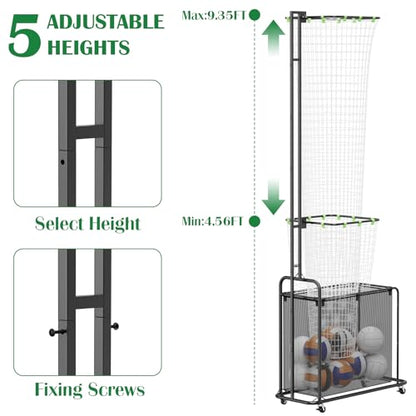 Volleyball Setter Training Equipment Net Volleyball Setting Trainer Setter Net with 5 Adjustable Angles & Heights, Indoor Outdoor Volleyball Practice Equipment for Serving, Spiking and Setting, Black