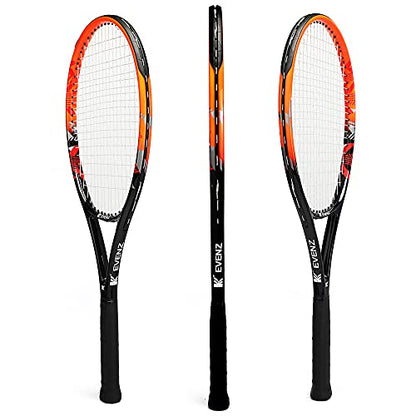 KEVENZ Tennis Racket for Adults, Tennis Racquet with Carring Bag, Carbon Fiber, Light Weight and Shock Resistant, Orange