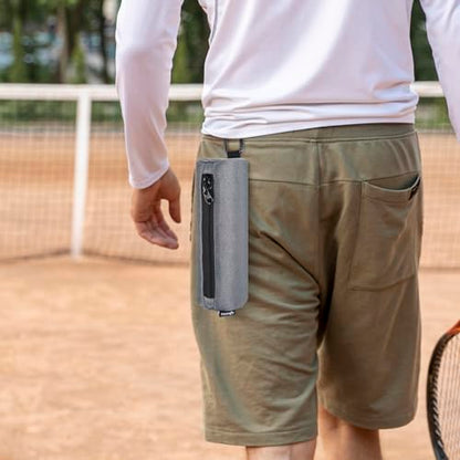 Cosmos Pickleball Ball Holder, Portable Carrying Storage Bag with Hook, Travel Accessory Pouch Holds 3 Pickleball Balls - color: Gray