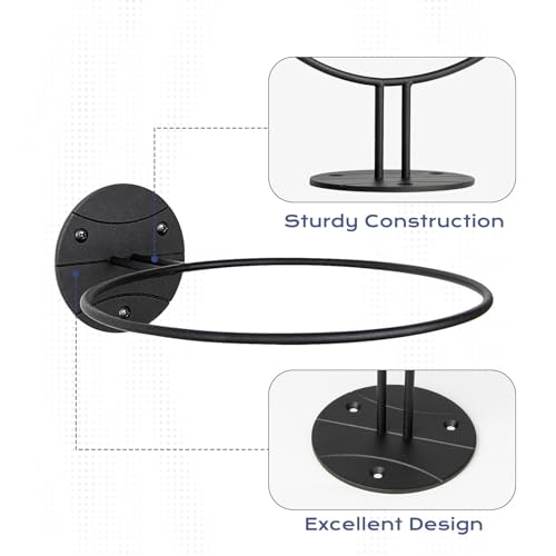 PUERSI Ball Holder Wall Mount Ball Stand Display Storage for Basketball Football Soccer Volleyball - color: Metal-Black-2 Pack