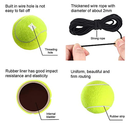 3 Pcs Tennis Training Ball With String, Trainer Balls Self Practice and Replacement Tool, Ideal for Indoor and Outdoor Practice