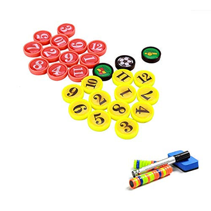 Joyeee Soccer Magnetic Board Accessories Set, Include 27 Pcs Player Magnets Pieces, 2 Pcs Dry Erase Black Marker Pen, 1 Pcs Dry Eraser and Small Carry Pouch, Suit for Use on Magnetic Coaching Boards
