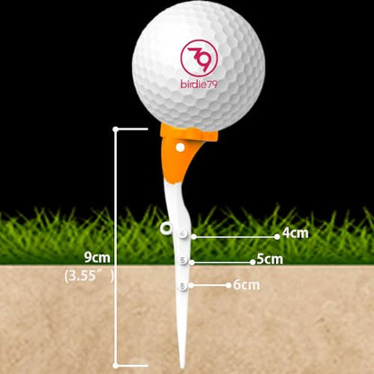 BIRDIE79 High Path Golf Tee Set – Upgraded Premium Adjustable Height Tees, 5° Launch Angle, Reduces Hooks & Slices, High Visibility, Stable 20mm Head (9 Pcs)
