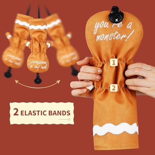 Funny Golf Club Head Cover Driver Headcover Fairway Wood Headcover Hybrid Club Head Cover Brown Monster Cookie - style: Fairway