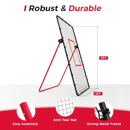 Adjustable Volleyball Rebounder Net, 7x4ft Large Bounce Back Training Net – Multi-Angle, Foldable & Sturdy, Easy Assembly, for Bumping, Spiking & Setting, Indoor & Outdoor Practice Equipment