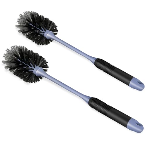 Long Handle Bottle Brush, Reusable Water Bottle Cleaner Brush, Flexible Scrub Brush for Water Bottles, Glasswares, Mugs, Thermos, Black, 2 Pack