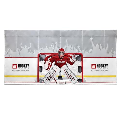 EALER Hockey Shooting Tarp 7x10 FT & 7/8x16 FT in 1 - Heavy Duty Goalie Target for Ice & Street Practice - Tear-Proof Built-in Shooter Tutor - Net Replacement for Garage Wall Protection - size: 7'/8' x 16' in 1