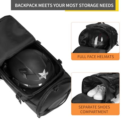 YOUMIAN Gym Duffle Bag 3 IN 1 Travel Backpack 40L Waterproof Shoe Compartment for Men and Women Basketball Soccer Sports Bag (Black) - color: Black