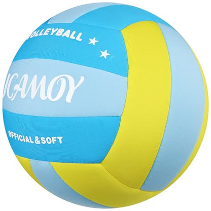 Soft Volleyball, Soft and Delicate to The Touch, Not Easy to Pill, Official Standard Size, Safe and Quiet, Perfect Choice for Family Training, Games and Gifts of All Ages - color: Blue Yellow