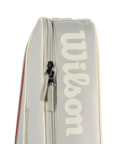 WILSON 2025 Team Tennis Racket Bags - color: Oats/Red, size: Holds up to 3 Rackets
