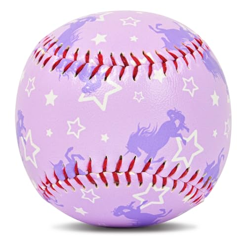 Baseball Size 9 Inch for Kids Girls, Perfect for Tballs, Safe Throwing, Catching and Batting Practice - color: Purple Unicorn
