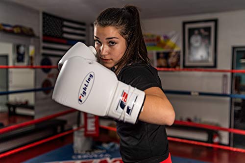 Fury Professional Lace Training Gloves - Lace Up Sparring Gloves for Boxing, Bag, and General Training - color: White, size: 12 oz