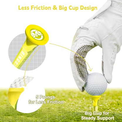 MAZEL Transparent Plastic Golf Tees 8 Pack,Enhanced Durability & Stability Plastic Tees with 5 Prongs,Minimize Friction and Side Spin - color: Yellow