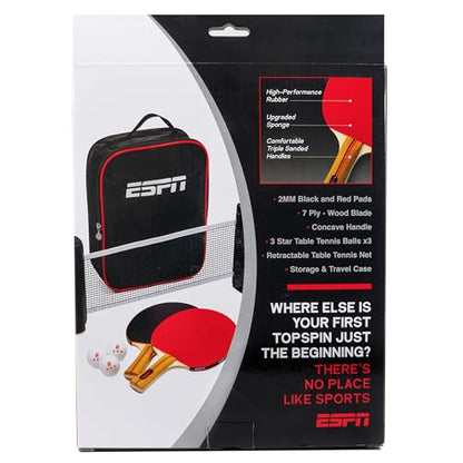 ESPN Ping Pong Set, Table Tennis Ideal for Family Games and Game Night - color: Net + 2 Paddles + Balls