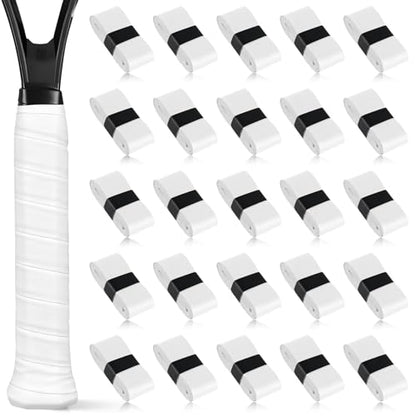26 Pieces Tennis Racket Grip Tape, Tennis Racquet Grip Tape for Anti-Slip and Sweat Absorbent Overgrips, Comfortable Handle Precut Racquet Wrap for Tennis/Badminton/Pickleball (White)