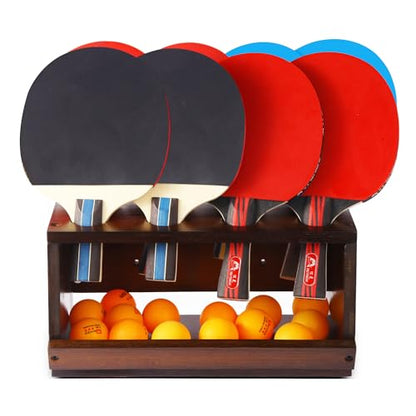 Ping Pong Paddle Holder, Ping Pong Paddle Storage Rack Hold 8 Rackets, 2-in-1 Wall Mount & Countertop Table Tennis Holder for Garage, Game Room, Bar and Men Cave