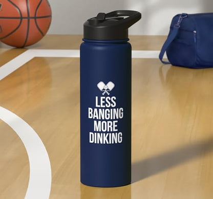 Less Banging More Dinking Pickleball Player Strategy Stainless Steel Insulated Water Bottle - color: Navy Blue