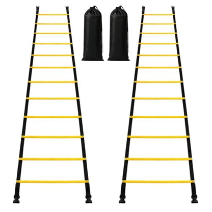 SOFTSOUL Tangle Free Agility Ladder, 12 Fixed Rungs, Heavy Duty Speed & Footwork Training Ladder for Football Soccer Basketball Drills, Portable Exercise Ladder for Kids, Youth & Adults