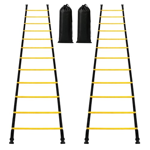 SOFTSOUL Tangle Free Agility Ladder, 12 Fixed Rungs, Heavy Duty Speed & Footwork Training Ladder for Football Soccer Basketball Drills, Portable Exercise Ladder for Kids, Youth & Adults