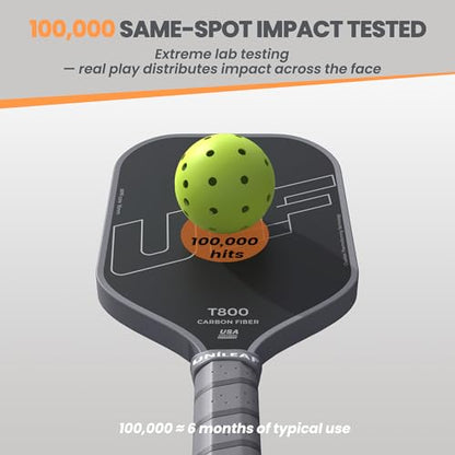 Pickleball Paddle and Balls Set, 1 Paddle + 4 Outdoor Pickleballs, T800 Raw Carbon Fiber Face, 16mm Full-Foam Core, Thermoformed Unibody, 8.1 oz