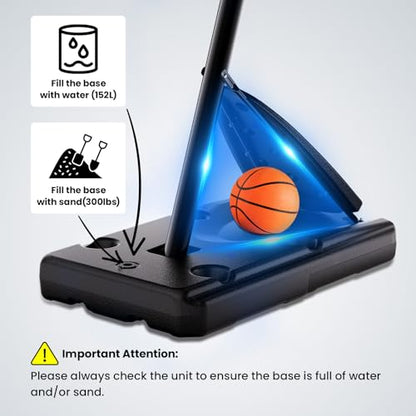 BACKYARD BLITZ Basketball Hoop, 44&48IN&54IN Backboard Portable Basketball Goal System, 10FT Hand-Crank Adjustable Basketball Hoops Outdoor - size: Basketball Hoop 54in Backboard