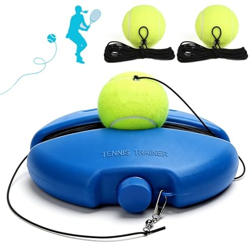 Tennis Buddy, Tennis Trainer Rebound Ball Set with Base and Balls, Beginners Portable Self Practice and Tennis Rebounder Trainer, Turn Any Space into a Tennis Court - color: With 2 Balls