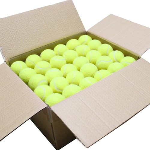Magicorange Tennis Balls, Practice Training Balls for Beginners, Playing Ball for Dogs with Mesh Bag - color: Yelliow, size: 80 Pack