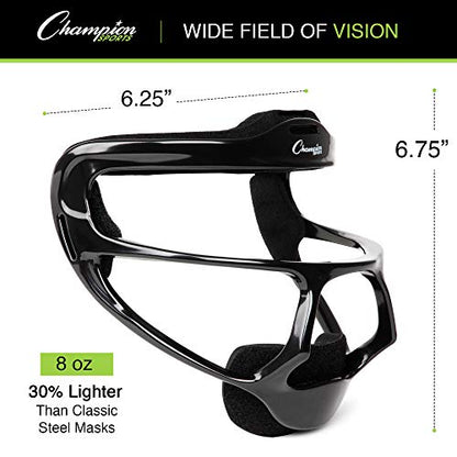 Champion Sports Ultralight Magnesium Softball Fielder’s Mask – Youth & Adult Sizes, 8oz Lightweight Protective Face Guard - color: White, style: Ultralight Magnesium (Youth Size)