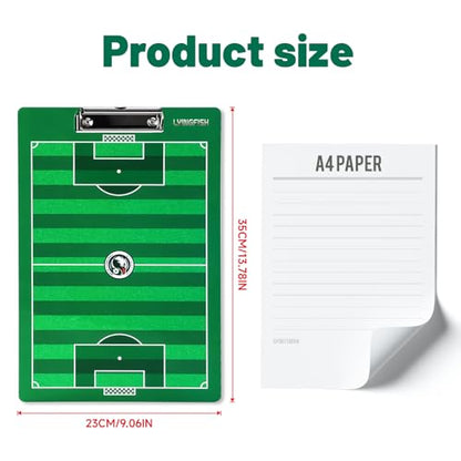 Dry Erase Coaches Clipboard, Waterproof Soccer Whiteboard for Coaches Double-Sided Soccer Clipboard for Coaches Writable and Erasable Coaching Board Dry Erase Coaching Board Dry Erase Clipboard Gift - style: Soccer