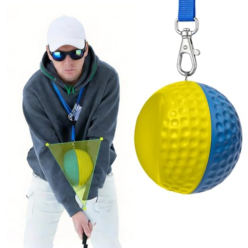 THEMARS Golf Swing Trainer, Golf Training Aid Ball - Soft PU Foam Forearm Connection Ball & Practice Equipment & Posture Correction | Fix Chicken Wing, Slicing & Scooping with Adjustable Lanyard - size: Large