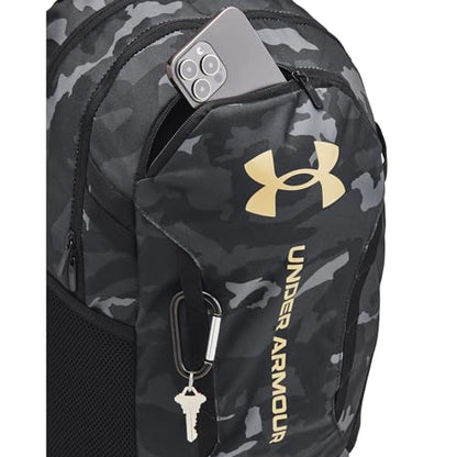 Under Armour Unisex-Adult Hustle 6.0 Backpack - Mens and Womens, (001) Black/Black/Metallic Gold, One Size Fits Most - color: (001) Black / Black / Metallic Gold, size: One Size