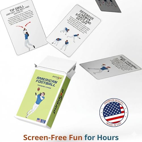 Puredrop American Football Training Equipment Aid Coach Cards Great Training Drills for Practice Exercises and Workouts at Home Activity Toys for Beginners Kids Adults and Youth Players Toss Throwing