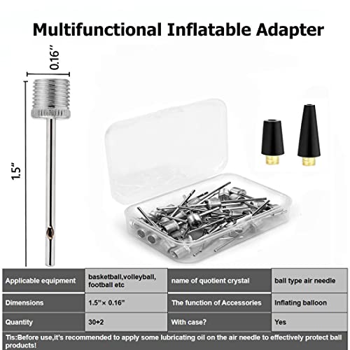 30+2 PCS Ball Pump Inflation Needle，Air Inflate Pump Needles for Basketball, Soccer Ball, Volleyball, Football, and All Other Sports Balls