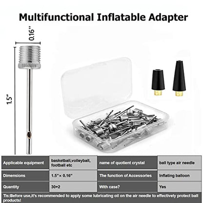 30+2 PCS Ball Pump Inflation Needle，Air Inflate Pump Needles for Basketball, Soccer Ball, Volleyball, Football, and All Other Sports Balls
