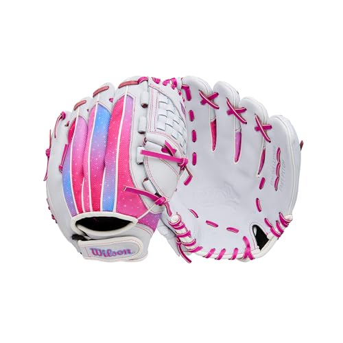 Wilson | A440 | Adult + Youth Fastpitch Softball Glove + Mitt | Sizes 11" - 12" | Right + Left Hand Throw | Multiple Styles - color: White/Flamingo Pink, size: 11.5" | Infield