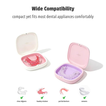 Slim Aligner Holder, Thin Retainer Case with Vent Holes, Portable Low-profile Night Guard Box (White Pink) - color: White Pink