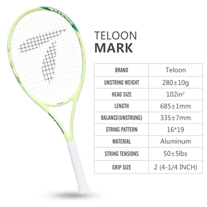 Teloon Recreational Adult Tennis Rackets-27 inch Tennis Racquet for Men and Women College Students Beginner Tennis Racket. - color: Mark-I Black