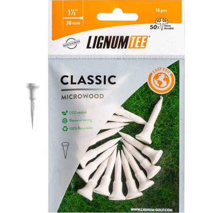 LIGNUM Unbreakable Microwood Golf Tees 50x More Durable/Adjustable Golf Tee/Innovative Wood Fiber and Natural Adhesives/Golf Tee, Golf Tees, Tees Golf, Golf Ball Tees - color: White, size: 1 1/2" (38mm)