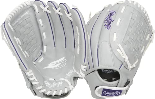 Rawlings | Sure Catch Series Youth Softball Glove | Sizes 10" - 12.5" | Multiple Styles - color: Grey / Purple, size: 12.5"