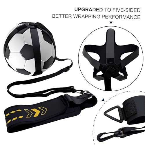 Soccer Training Equipment Football Kick Solo Trainer Adjustable Waist Belt Elastic Rope, Aids Hands Free Throw Sole Practice Fits Ball 3, 4, 5 and Volleyball Rugby (Yellow) - color: Yellow