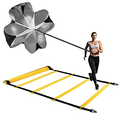 Agility Ladder Speed Training Ladder, Cones Football Training Equipment, Kids/AdultSports Fitness Training Set, with Resistance Parachute