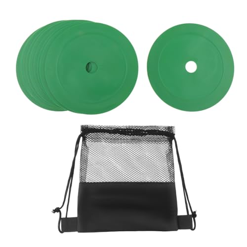 Menolana 10Pcs Markers Flat Cones Plates Floor Dots Multipurpose Field Court Markers Flat Discs for Soccer Practice Speed Sports - color: Green