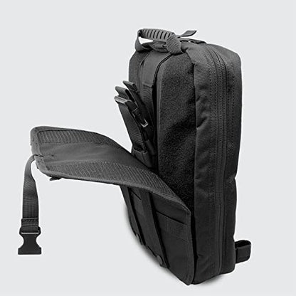 MediTac Large Hawk Type Tactical Trauma Bag Feat. Hook-and-loop Fastener Bag Backpack, MOLLE Bag Rucksack Pack - Black