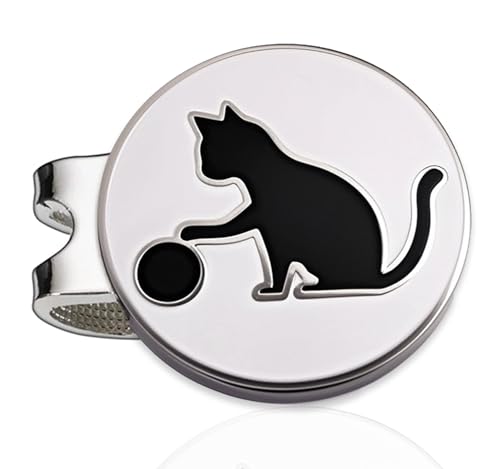 Adhere Golf Ball Markers Personlized Double Side Cute cat Logo Enamel with A Magnetic Hat Clips,A Premium Golf Gifts. - color: D-White