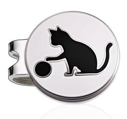 Adhere Golf Ball Markers Personlized Double Side Cute cat Logo Enamel with A Magnetic Hat Clips,A Premium Golf Gifts. - color: D-White