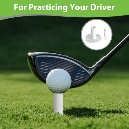 Rubber Golf Tees for Mats, Cross Shaped Golf Tee Holder Set for Driving Range & Simulator Practice, 5 Sizes 10p Unbreakable Tees & 20p Ball Stud for Indoor Outdoor Use (White)