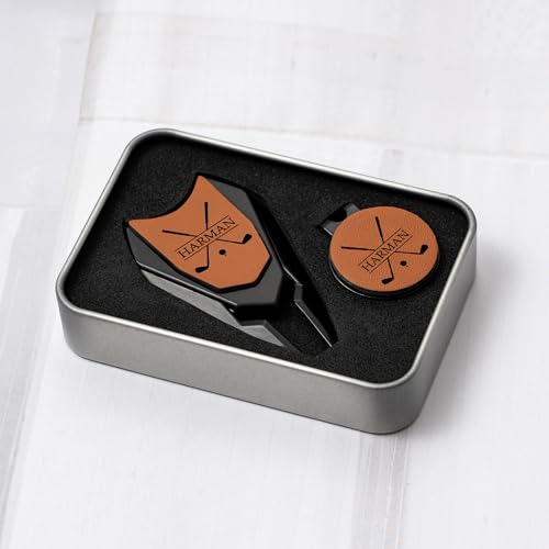 Personalized Divot Repair Tool Set, Engraved Golf Ball Marker Set for Men, Custom Golf Turf Tools Gift for Dad Golfer Groomsman