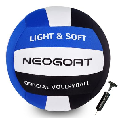 Soft Volleyball for Indoor Practice-Super Soft & Silent Fabric Indoor Volleyball Lightweight for Kids Youth Beginners, Perfect for House Training Practice Games(Deflated,with Pump)